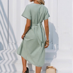 Midi pamučna haljina s naborom