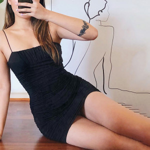 Mini nabrana haljina na bretele 2 BOJE