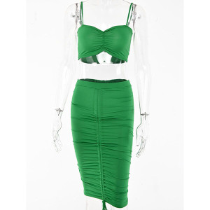 Midi nabrana haljina u dva dijela podesive duljine 8 BOJA