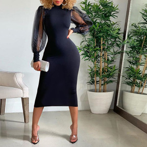 Midi haljina olovka kroja transparentnih rukava VELIČINA M