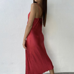 Luksuzna satinirana haljina na V izrez 3 BOJE