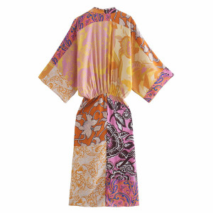 Kimono satinirana haljina s perlicama