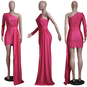 Mini haljina na jedno rame s repom 5 BOJA