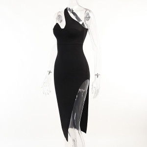 Midi haljina otvorenih ramena s prorezom