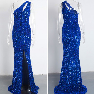 Luksuzna baršunasta šljokasta haljina s dubokim prorezom 4 BOJE *Premium*