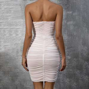 Diana mini bandeau haljina s nabranim tilom 2 BOJE