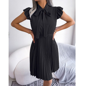 Plisirana mini haljina s mašnom 5 BOJA