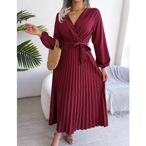 Plisirana haljina preklopnog izgleda 5 BOJA