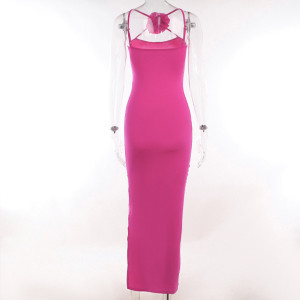 Uska duga haljina s ružom 2 BOJE