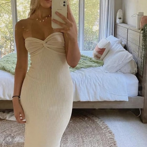 Pletena bandeau haljina srednje duljine 10 BOJA