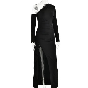 Duga svečana haljina s visokim prorezom 4 BOJE