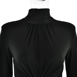 Midi haljina povišenog ovratnika s brošem na struku 3 boje