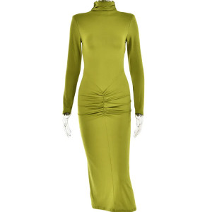 Midi rolka haljina s prednjim naborom 2 BOJE