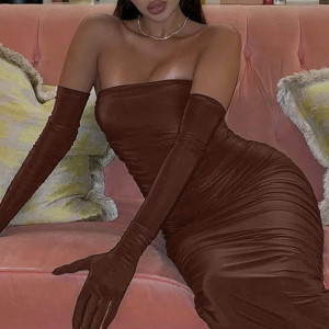 Diana nabrana haljina s rukavicama