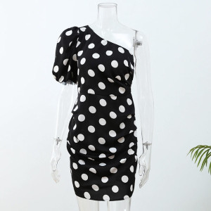 Mini točkasta haljina na jedno rame *Limitirana kolekcija*