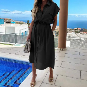 Midi military košulja haljina na dugmad 3 boje