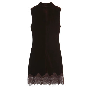 Mini baršunasta haljina s čipkom