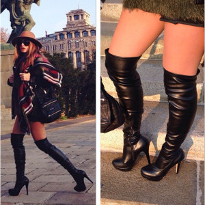 Platforma čizme na navlačenje iznad koljena