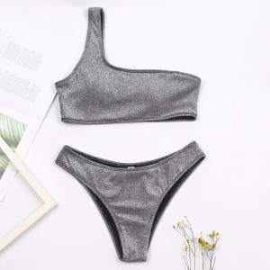 Push up glitter dvodijelni kupaći kostim na jedno rame 4 BOJE