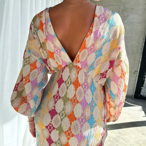 Boho pletena haljina geometrijskog uzorka nosiva na dvije strane *Limitirana kolekcija*