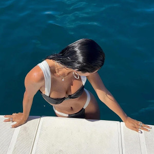 Crno bijeli mikro push up kupaći kostim