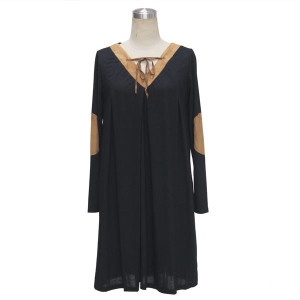 Mini boho haljina sa zakrpama na rukavima