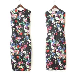 Midi pencil cvjetna večernja haljina