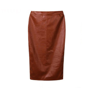Midi pencil suknja izgleda kože crvena smeđa crna veličina M/38