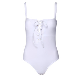 Bijeli jednodijelni kupaći kostim na vezanje