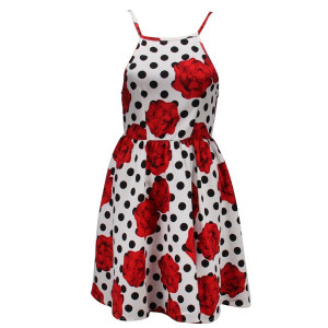 Mini cvjetna točkasta haljina