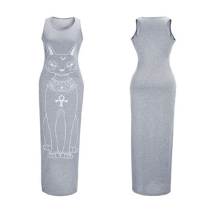 Maxi mačka print casual haljina