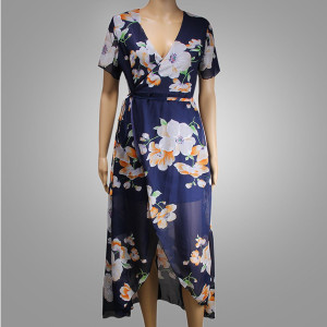 Midi cvjetna haljina na preklop od šifona