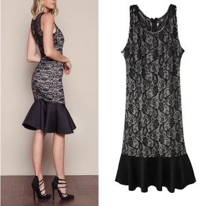 Midi čipkana sirena haljina