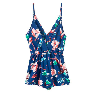 Kratki cvjetni kombinezon dubokog V izreza