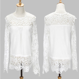 Čipkana cvjetna bluza dugih rukava veličina L