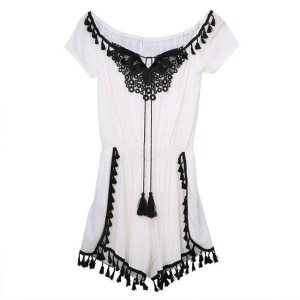 Kratki kačkani kombinezon s resicama