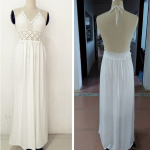 Maxi haljina otvorenih leđa s kačkanim topićem