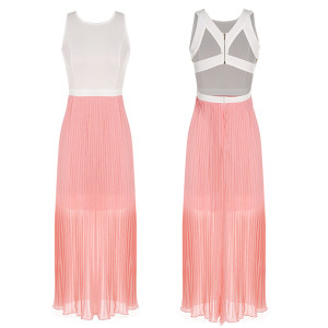 Maxi plisirana haljina otvorenih leđa