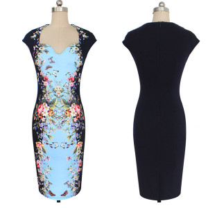 Elegantna midi večernja cvjetna haljina