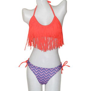 Dvodijelni push up kupaći kostim s resicama