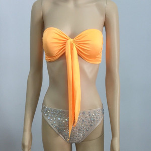 Dvodijelni bandeau push up kupaći kostim s cirkonima