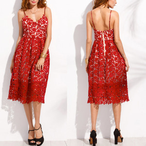 Luksuzna midi čipkana cami haljina 