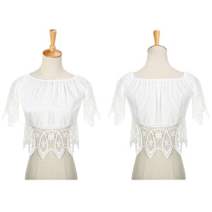 Boho off shoulder čipkani top