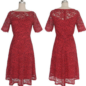 Luksuzna večernja čipkana midi haljina