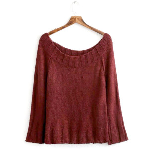 Off shoulder pleteni vrećasti pulover