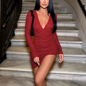 Mini glitter haljina s prorezom na nozi 2 boje