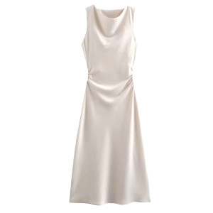 Luksuzna satenska haljina s naborom 10 boja