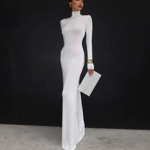 Duga haljina povišenog ovratnika 2 boje