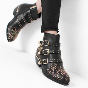 Retro kožne čizme sa zakovicama