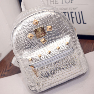 Mini kroko shiny ruksak sa zakovicama